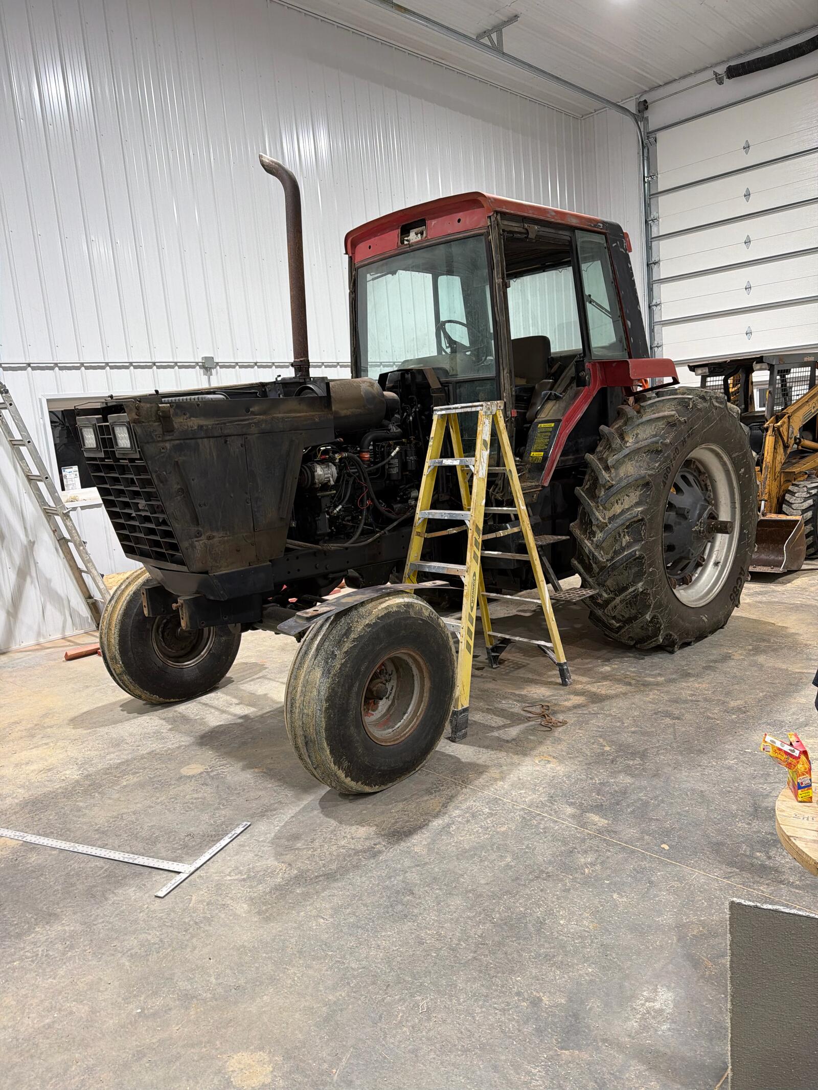 International 5088 during refinishing — panels off